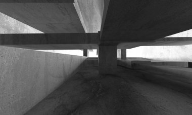 Soyut mimari iç plan. Boş beton oda. 3d hazırlayıcı