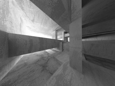 Soyut mimari iç plan. Boş beton oda. 3d hazırlayıcı