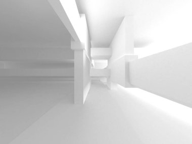 Aydınlatılmış koridor iç tasarımı. Boş Oda İç mimarisi. 3 Boyutlu Hazırlama