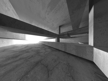 Soyut mimari arka plan. İçi boş beton döşeme. 3d hazırlayıcı