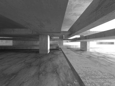 Soyut mimari arka plan. İçi boş beton döşeme. 3d hazırlayıcı