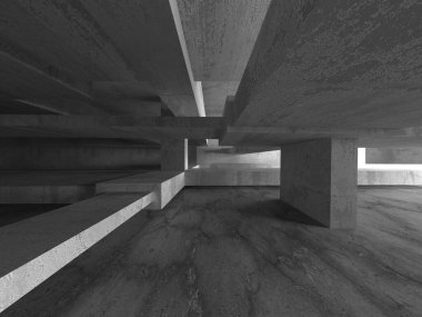 Soyut mimari iç plan. Boş beton oda. 3d hazırlayıcı