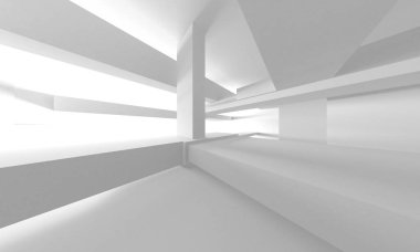 Beyaz Modern Arkaplan. Soyut Bina Konsepti. 3d Hazırlama