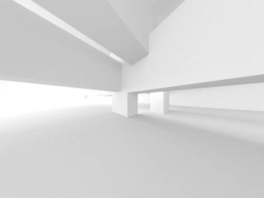 Beyaz Modern Arkaplan. Soyut Bina Konsepti. 3d Hazırlama