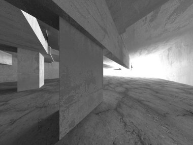 Soyut mimari arka plan. İçi boş beton döşeme. 3d hazırlayıcı