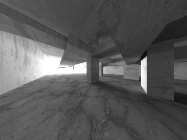 Soyut mimari arka plan. İçi boş beton döşeme. 3d hazırlayıcı