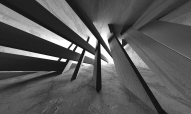 Soyut mimari iç plan. Boş beton oda. 3d hazırlayıcı