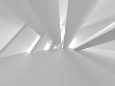 Beyaz Modern Arkaplan. Soyut Bina Konsepti. 3d Hazırlama