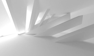 Aydınlatılmış koridor iç tasarımı. Boş Oda İç mimarisi. 3 Boyutlu Hazırlama