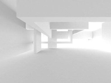 Aydınlatılmış koridor iç tasarımı. Boş Oda İç mimarisi. 3 Boyutlu Hazırlama