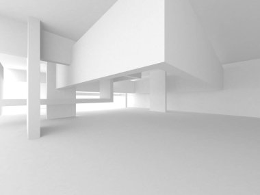 Aydınlatılmış koridor iç tasarımı. Boş Oda İç mimarisi. 3 Boyutlu Hazırlama