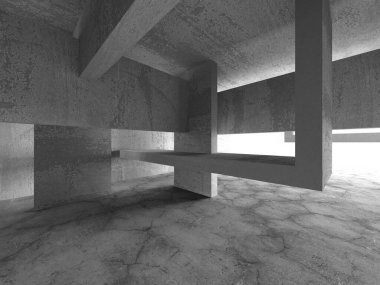 Soyut mimari arka plan. İçi boş beton döşeme. 3d hazırlayıcı