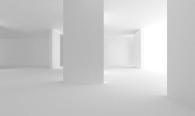 Aydınlatılmış koridor iç tasarımı. Boş Oda İç mimarisi. 3 Boyutlu Hazırlama