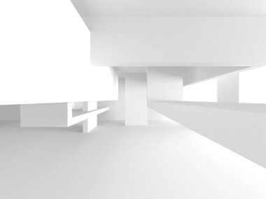 Beyaz Modern Arkaplan. Soyut Bina Konsepti. 3d Hazırlama