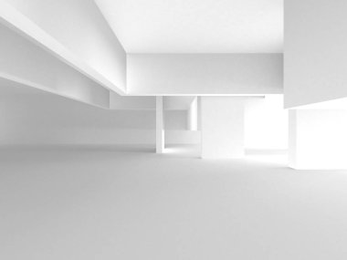 Beyaz Modern Arkaplan. Soyut Bina Konsepti. 3d Hazırlama