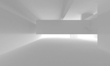 Beyaz Modern Arkaplan. Soyut Bina Konsepti. 3d Hazırlama