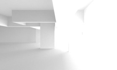 Aydınlatılmış koridor iç tasarımı. Boş Oda İç mimarisi. 3 Boyutlu Hazırlama