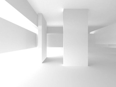 Aydınlatılmış koridor iç tasarımı. Boş Oda İç mimarisi. 3 Boyutlu Hazırlama