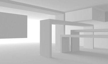 Beyaz Modern Arkaplan. Soyut Bina Konsepti. 3d Hazırlama