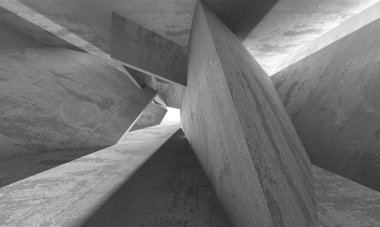 Soyut mimari iç plan. Boş beton oda. 3d hazırlayıcı