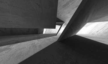 Soyut mimari iç plan. Boş beton oda. 3d hazırlayıcı