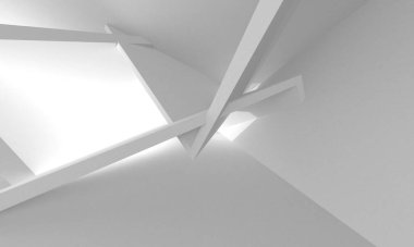 Beyaz Modern Arkaplan. Soyut Bina Konsepti. 3d Hazırlama