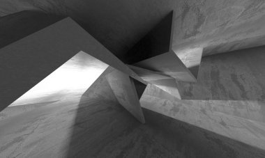 Soyut mimari iç plan. Boş beton oda. 3d hazırlayıcı