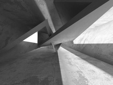 Soyut mimari iç plan. Boş beton oda. 3d hazırlayıcı