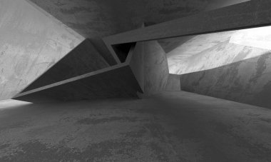 Soyut mimari iç plan. Boş beton oda. 3d hazırlayıcı