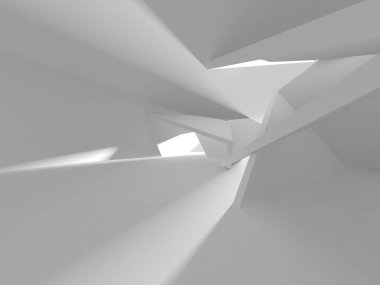 Beyaz Modern Arkaplan. Soyut Bina Konsepti. 3d Hazırlama