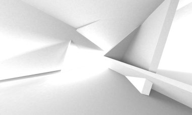 Beyaz Modern Arkaplan. Soyut Bina Konsepti. 3d Hazırlama