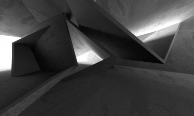 Soyut mimari arka plan. İçi boş beton döşeme. 3d hazırlayıcı