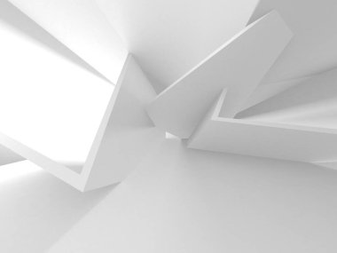 Beyaz Modern Arkaplan. Soyut Bina Konsepti. 3d Hazırlama