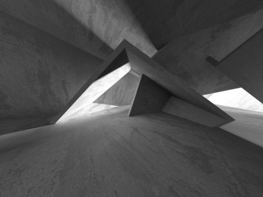 Soyut mimari iç plan. Boş beton oda. 3d hazırlayıcı