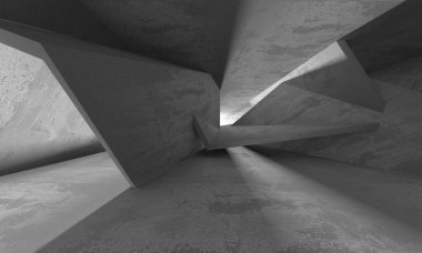 Soyut mimari iç plan. Boş beton oda. 3d hazırlayıcı