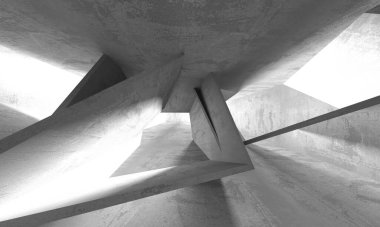 Soyut mimari iç plan. Boş beton oda. 3d hazırlayıcı