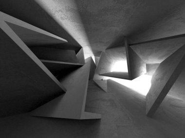 Soyut mimari iç plan. Boş beton oda. 3d hazırlayıcı