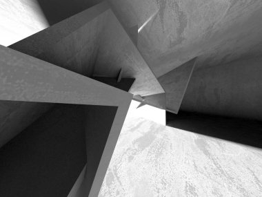 Soyut mimari iç plan. Boş beton oda. 3d hazırlayıcı