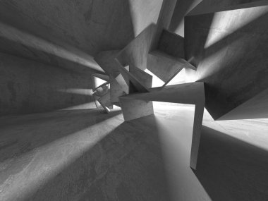 Soyut mimari arka plan. İçi boş beton döşeme. 3d hazırlayıcı