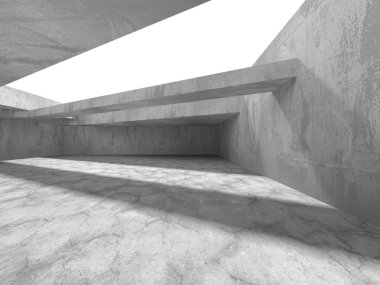 Soyut mimari iç plan. Boş beton oda. 3d hazırlayıcı