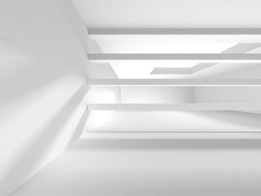 Aydınlatılmış koridor iç tasarımı. Boş Oda İç mimarisi. 3 Boyutlu Hazırlama