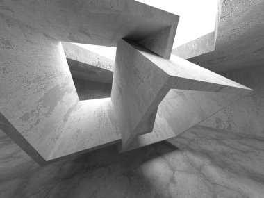 Soyut mimari iç plan. Boş beton oda. 3d hazırlayıcı