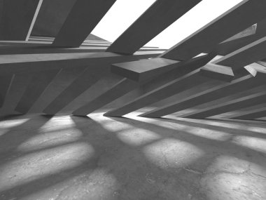 Soyut mimari iç plan. Boş beton oda. 3d hazırlayıcı