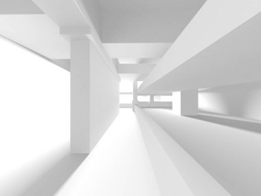 Soyut Beyaz Mimari Tasarım Konsepti. 3d Görüntüleme