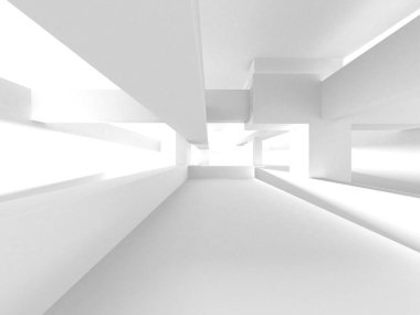 Soyut Beyaz Mimari Tasarım Konsepti. 3d Görüntüleme