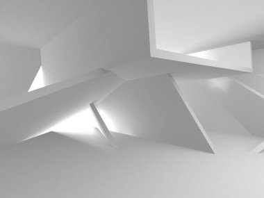 Soyut Beyaz Mimari Tasarım Konsepti. 3d Görüntüleme