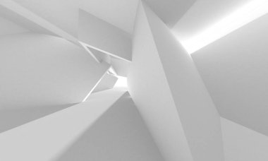 Soyut Beyaz Mimari Tasarım Konsepti. 3d Görüntüleme