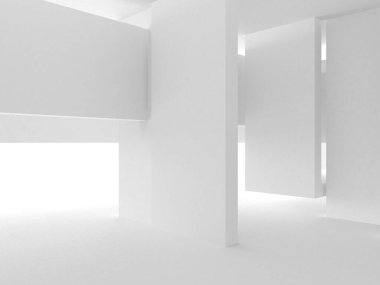 Soyut Beyaz Mimari Tasarım Konsepti. 3d Görüntüleme