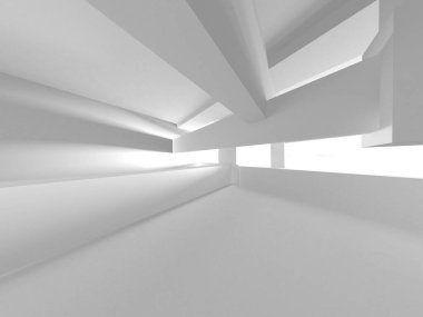Soyut Beyaz Mimari Tasarım Konsepti. 3d Görüntüleme