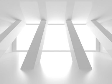 Soyut Beyaz Mimari Tasarım Konsepti. 3d Görüntüleme